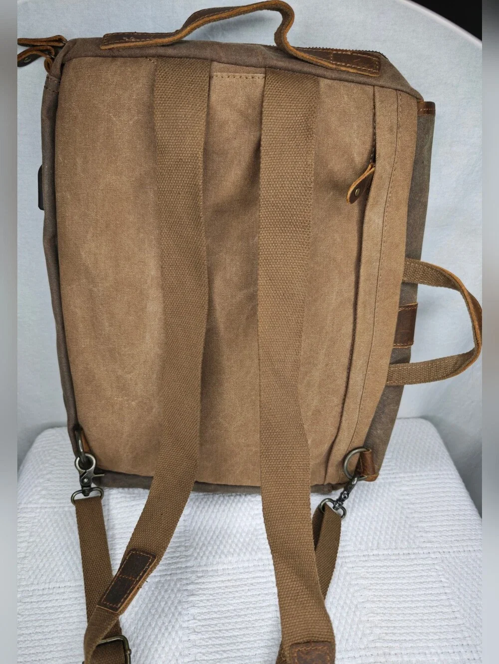 Brass Tacks Leathercraft waxed canvas laptop bag